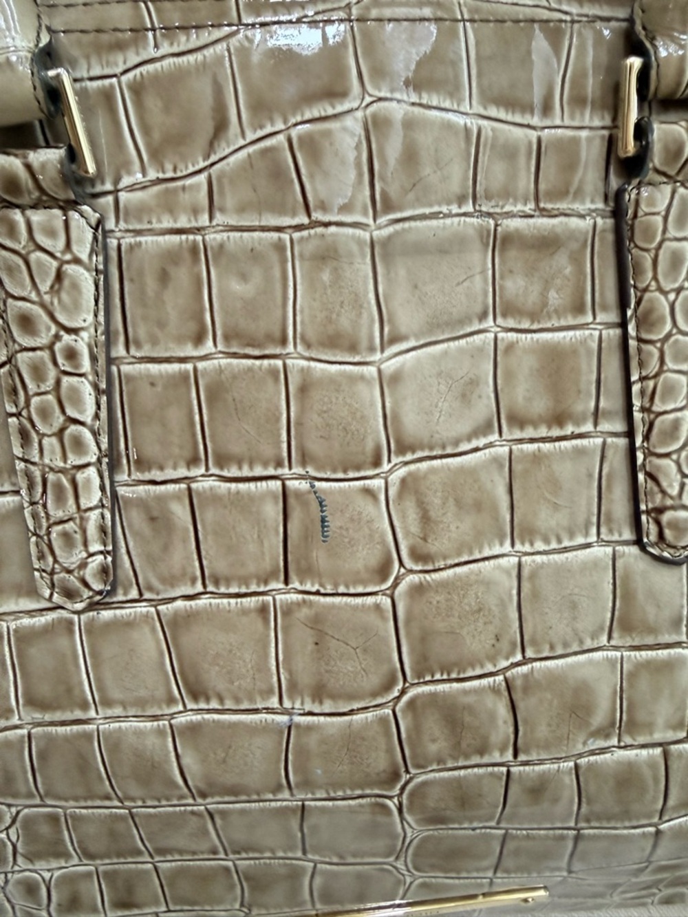 Brahmin Finley Carryall Croc Embossed Leather Taupe Melbourne Satchel Bag - Picture 6 of 10